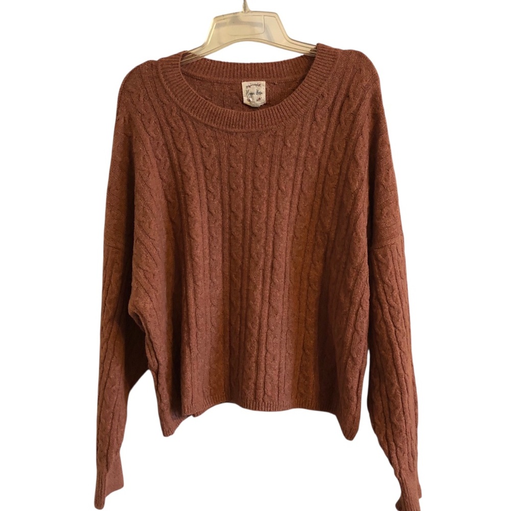 Hippie Rose Cable Knit Sweater in rust